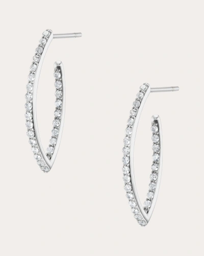 Shop Sheryl Lowe Women's Diamond & Sterling Silver Pavé Marquise Hoop Earrings