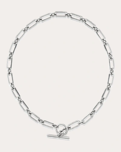 Sheryl Lowe Medium Gwyneth Oval Link Toggle Necklace In Silver