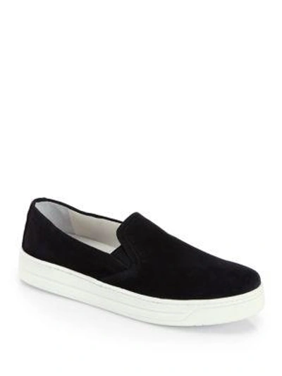 Shop Prada Suede Skate Trainers In Nero