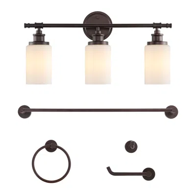 Jonathan Y Egan 23.25" 3-light Classic Cottage Vanity Light With Frosted Glass Shades And Bathroom Hardware Acc