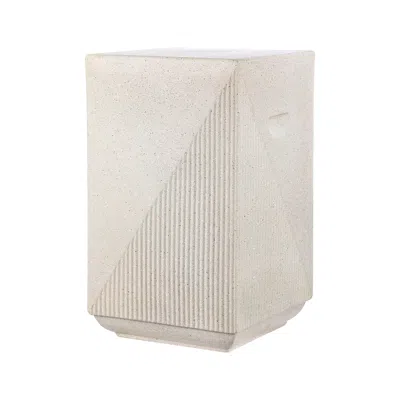 Jonathan Y Adrian 20.75" Contemporary Minimalist Square Accent Table, Cream Terrazzo Finish