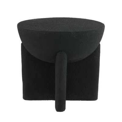 Jonathan Y Brady 16.25" Minimalist Modern Drum Accent Table, Black Frosted
