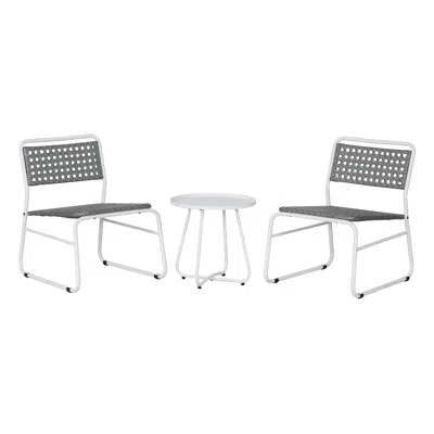 Jonathan Y Freja 3-piece Mid-century Modern Faux Rattan Conversation Outdoor Patio Set, Black/brown