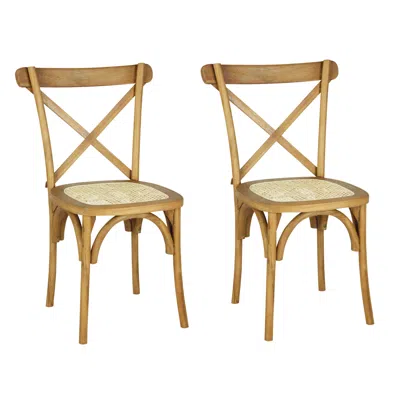 Jonathan Y Cassis Classic Traditional X-back Wood Rattan Dining Chair, White/natural (set Of 2)