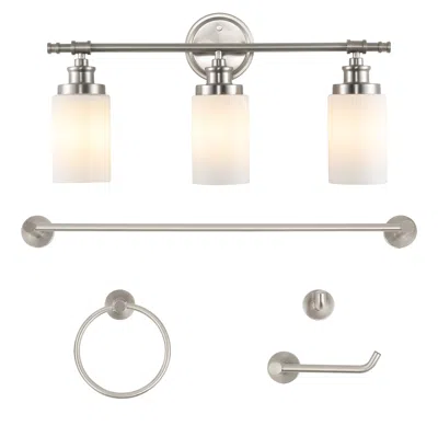 Jonathan Y Egan 23.25" 3-light Classic Cottage Vanity Light With Frosted Glass Shades And Bathroom Hardware Acc