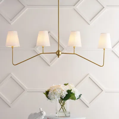 Jonathan Y Signe 47.5" 4-light Classic Minimalist Iron Linear Led Pendant, Gold Painting