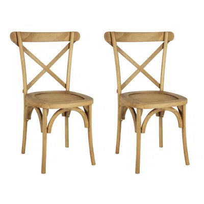 Jonathan Y Annecy Classic Traditional X-back Wood Outdoor Dining Chair, Natural (set Of 2)