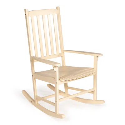 Jonathan Y Seagrove Farmhouse Classic Slat-back 350-lbs Support Acacia Wood Outdoor Rocking Chair, Almond