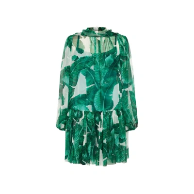 Shop Dolce & Gabbana Mini Dress In Green
