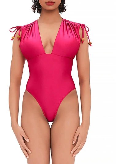 Shop Andrea Iyamah Womens Tie Shoulder Plunging One-piece Swimsuit In Pink