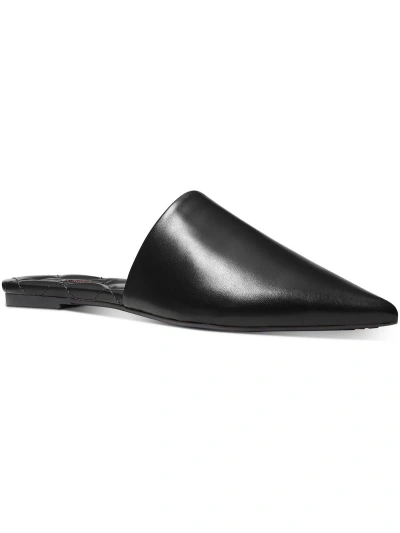 Shop Michael Michael Kors Renee Flex Slide Womens Leather Slip On Mules In Black
