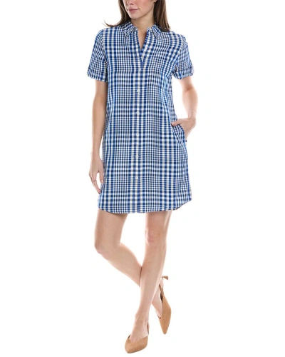 Shop Theory Mayvine Dillon Plaid Linen-blend Shirtdress In Blue