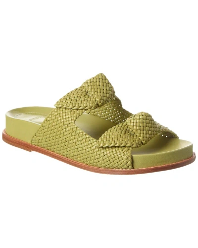 Shop Alexandre Birman Asymmetric Clarita Braided Leather Sandal In Green