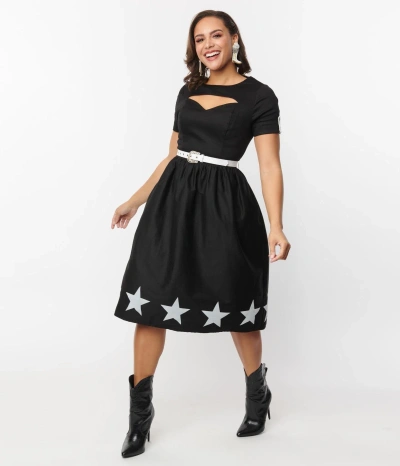 Shop Unique Vintage Black & White Star Cut Out Dress