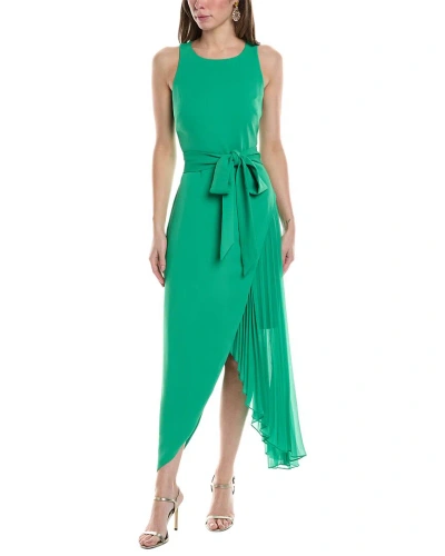 Shop Badgley Mischka Asymmetric Midi Dress In Green