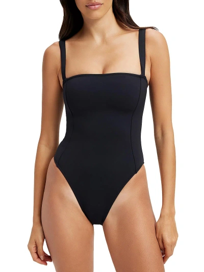 Shop Good American Womens Lace-up Back Corset One-piece Swimsuit In Black