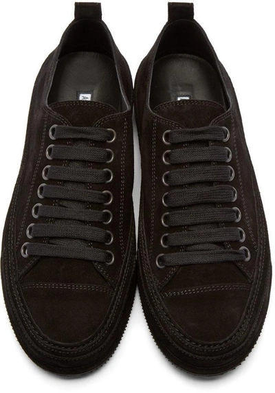 Shop Ann Demeulemeester Black Suede Low-top Sneakers