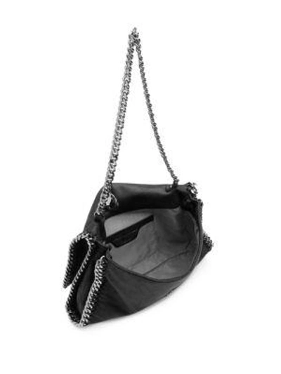 Shop Stella Mccartney Falabella Metallic Fold-over Shoulder Bag In Light Grey