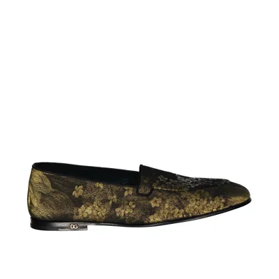 Shop Dolce & Gabbana Printed Loafers In Gold