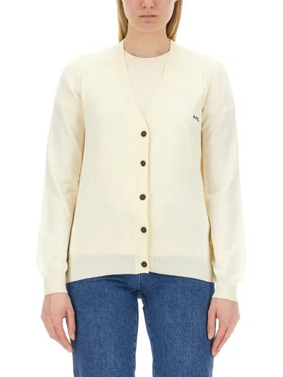 Shop Apc A.p.c. Cardigan "beautiful" In White