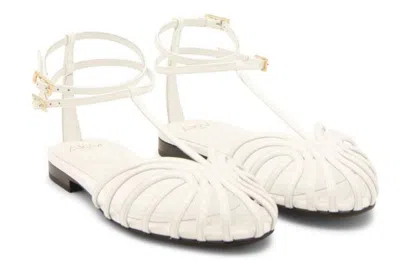 Alevì White Leather Elena Flats In White