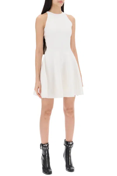 Shop Alexander Mcqueen "mini Knitted Skater Dress In White