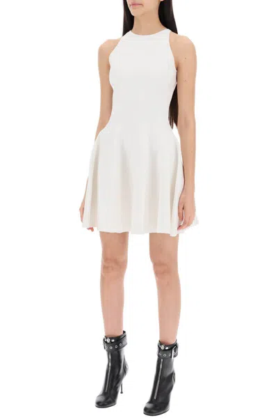 Shop Alexander Mcqueen "mini Knitted Skater Dress In White