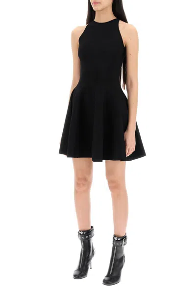 Shop Alexander Mcqueen "mini Knitted Skater Dress In Black