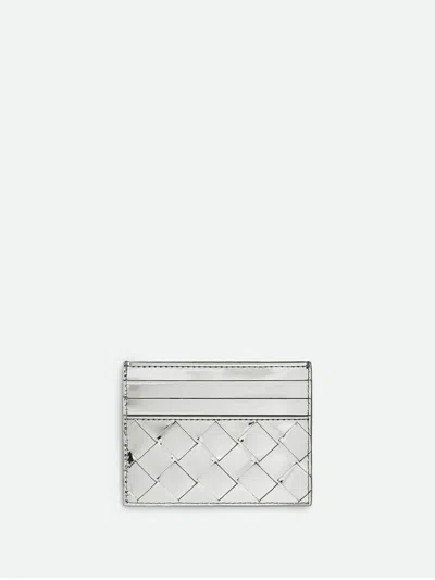 Shop Bottega Veneta Woven Card Holder Accessories In Grey