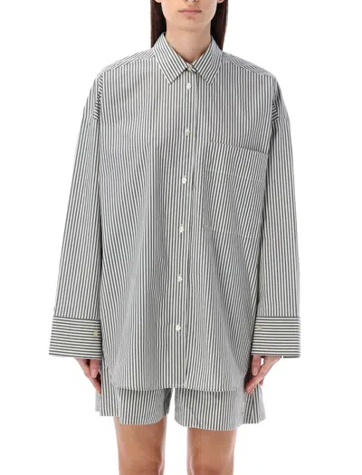 Shop By Malene Birger Derris Striped Shirt In Navy Stripes