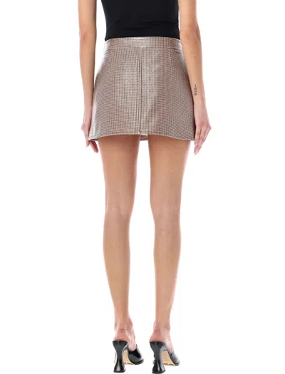 Shop Courrèges Reedition Checked Vinyl Mini Skirt In Brown White Check