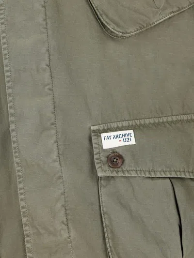 Fay Collared Jacket With Four Front Pockets In Green