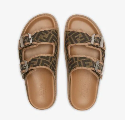 Shop Fendi Feel Sandals In Brown