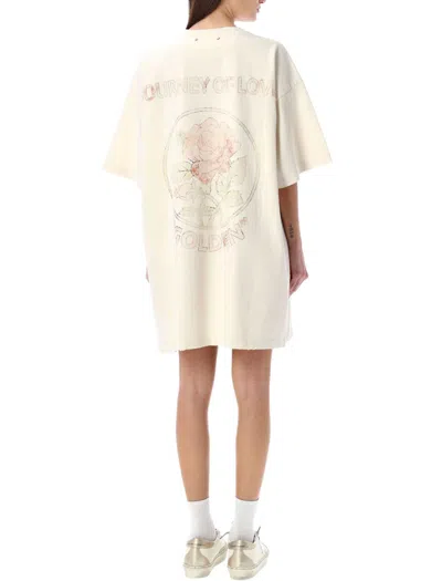 Shop Golden Goose Printed T-shirt Dress In Heritage White