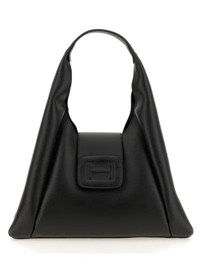 Shop Hogan Hobo Bag "h-bag" Medium In Black