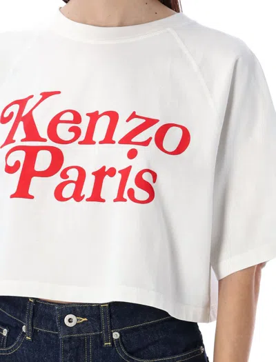 Shop Kenzo " By Verdy" Cropped T-shirt In Off White