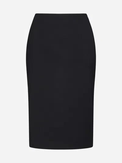 Shop Alaïa Cotton-blend Pencil Skirt In Black