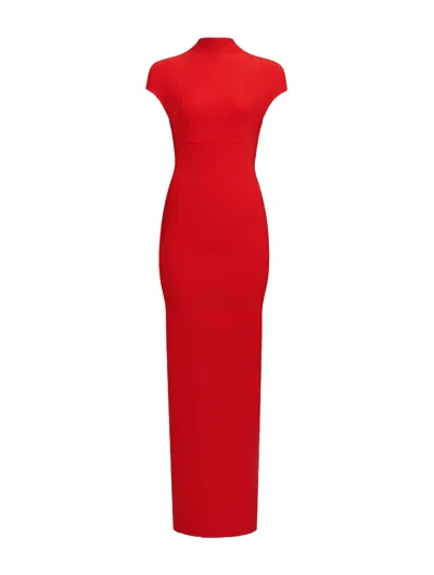 Shop Alaïa Corset Dress In Red