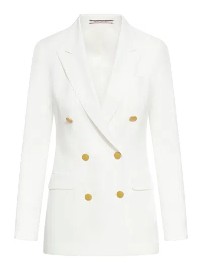 Tagliatore Parigi Wool-blend Double-breasted Blazer In White