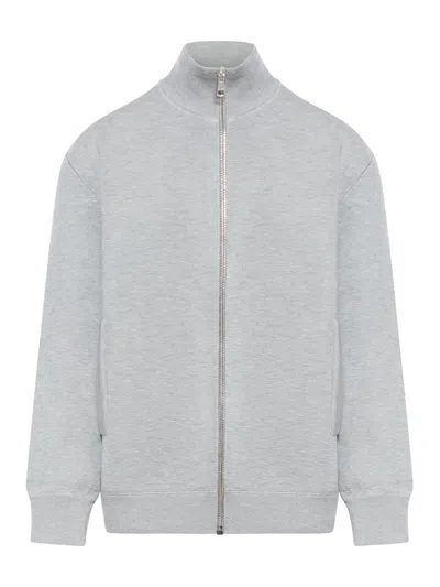 Shop Gucci Fine Knit Cardigan With Zip In Grey