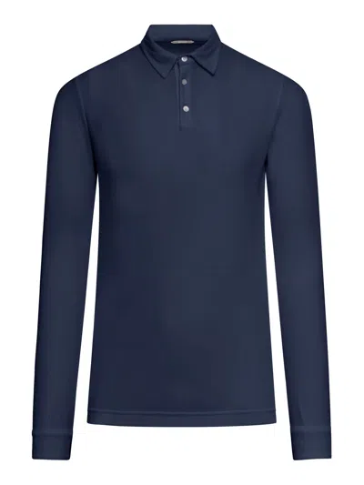 Shop Zanone Long Sleeves Polo In Blue