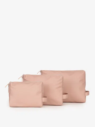 Shop Calpak Water Resistant Zippered Pouch Set (3 Pieces) In Pink Sand