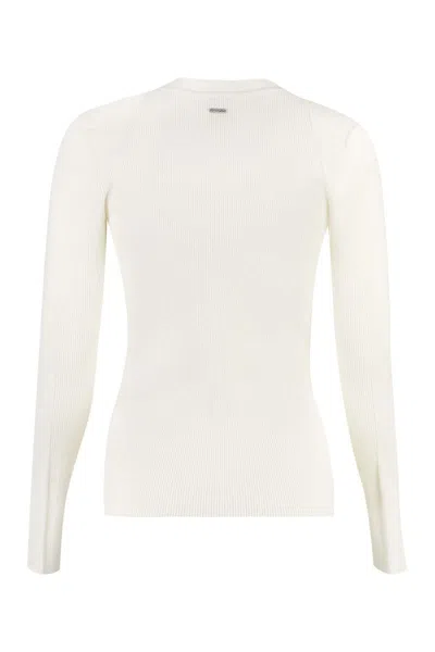 Shop Hugo Boss Boss Ribbed Sweater In White