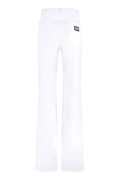 Dolce & Gabbana Destroyed-effect Cotton Denim 5-pocket High-rise Jeans In White