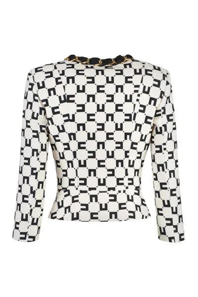 Shop Elisabetta Franchi Crêpe De Chine Jacket In Ivory