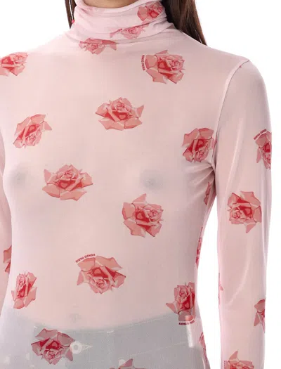 Shop Kenzo " Rose" Turtleneck Top In Faded Pink