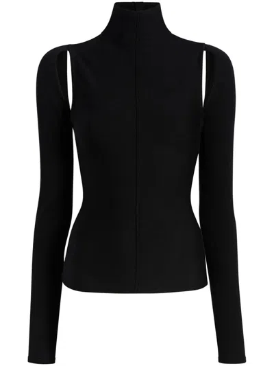 Shop Khaite The Marlowe Blouse With Back Opening In Black