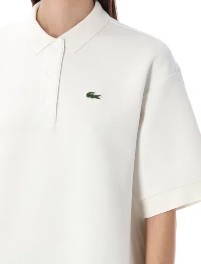 Shop Lacoste Oversize Piqué Polo Shirt In White