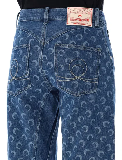 Shop Marine Serre Deadstock Denim Jeans In Blue