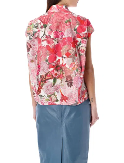Shop Marni Floral Print Shirt In Pink Clematis